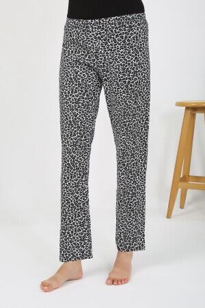 Kadın Penye Leopar Desenli Tek Alt Pijama 27536 Gri - 3