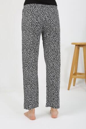 Kadın Penye Leopar Desenli Tek Alt Pijama 27536 Gri - 5