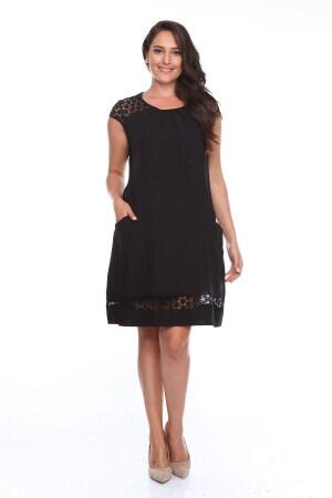 Laced Plus Size Dress Black - 1