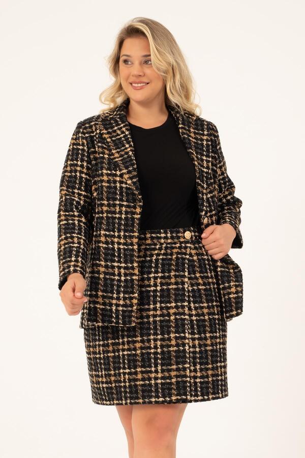 Lined Tweed Double Breasted Blazer Jacket - 2