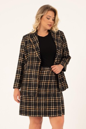 Lined Tweed Double Breasted Blazer Jacket - 3