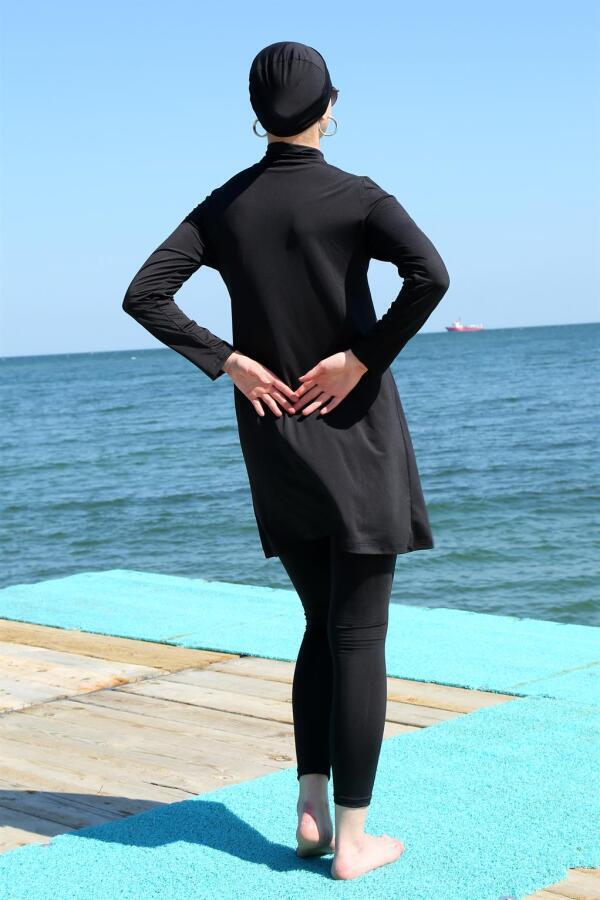 Long Sleeve Lycra Black Hijab Swimsuit 31055 - 4