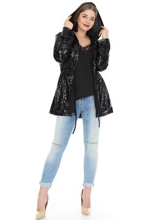 Large Size Hooded Sequin Jacket KL821 - 1