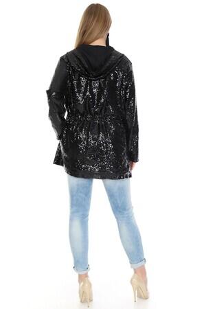 Large Size Hooded Sequin Jacket KL821 - 4