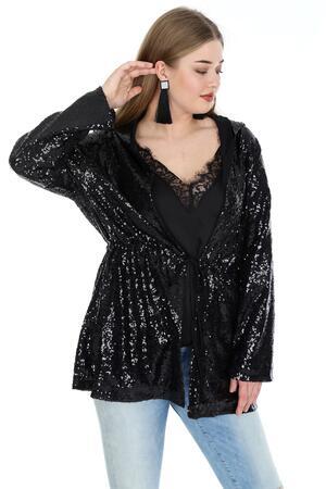 Large Size Hooded Sequin Jacket KL821 - 2