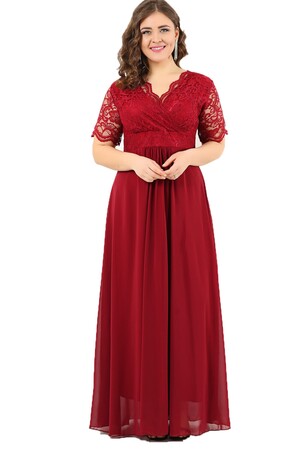 Guipure Chiffon Plus Size Evening Dress DD793 - 1