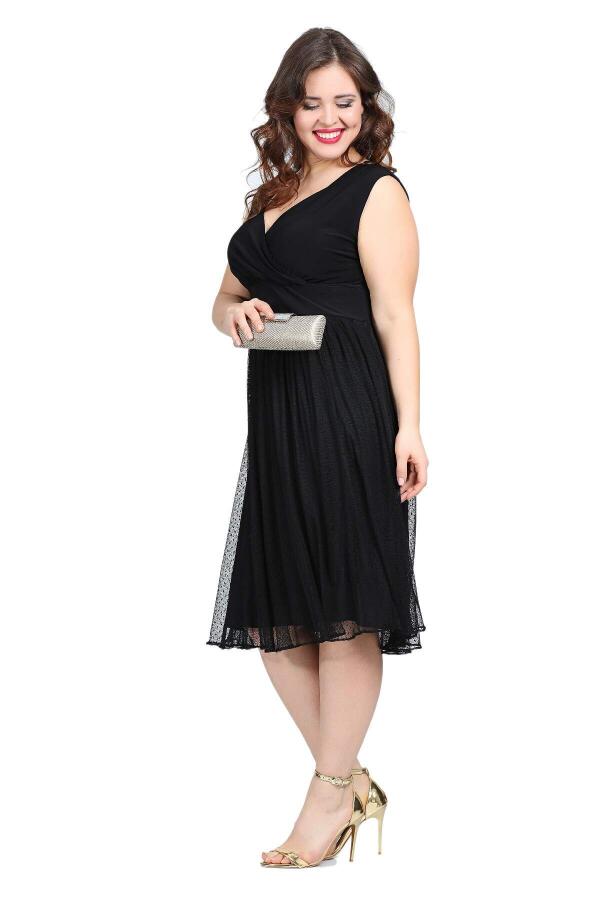 Plus Size Polka Dot Tulle Mini Evening Dress KL7878 Black - 4