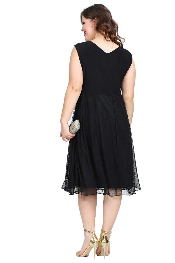 Plus Size Polka Dot Tulle Mini Evening Dress KL7878 Black - 2