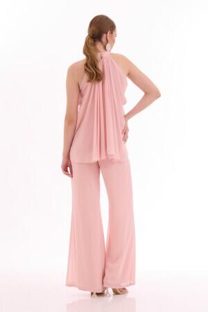 Powder Chiffon Halter Jumpsuit - 6