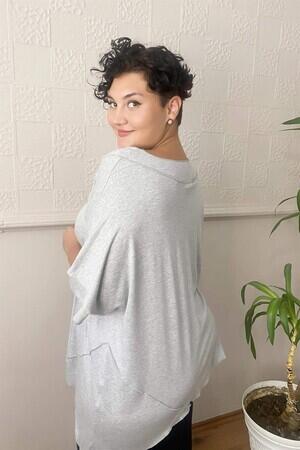 Reverse Stitched Casual Plus Size Combed Cotton Blouse Gray - 5