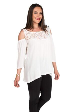 Shoulder Detail Lace Plus Size Blouse ecru - 3