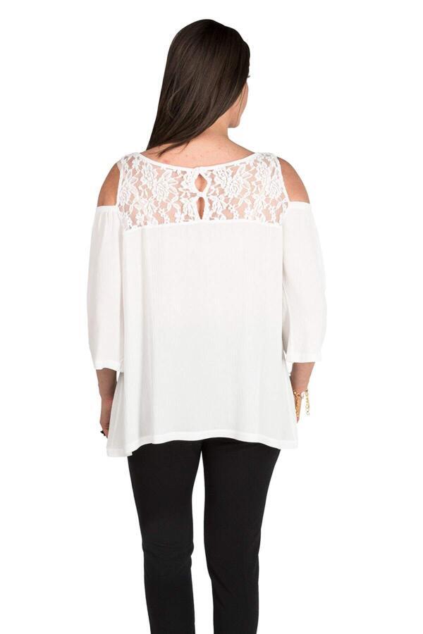 Shoulder Detail Lace Plus Size Blouse ecru - 5