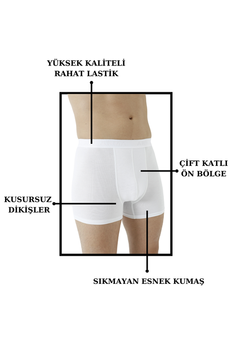 Siyah Erkek Boxer 10'lu Paket Pamuklu Esnek Kumaş - 10