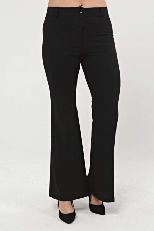 Flare Leg Plus Size Crepe Trousers Black - 4