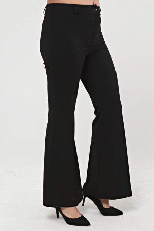 Flare Leg Plus Size Crepe Trousers Black - 5