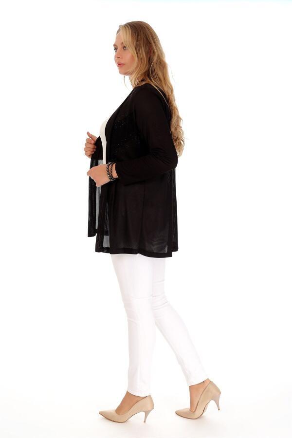 Stone Detailed Black Cardigan - 6