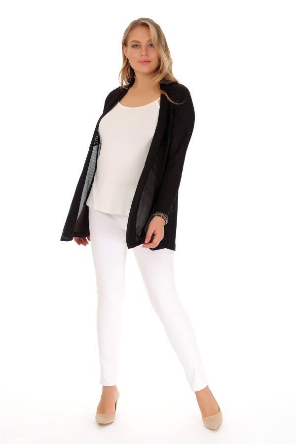 Stone Detailed Black Cardigan - 10