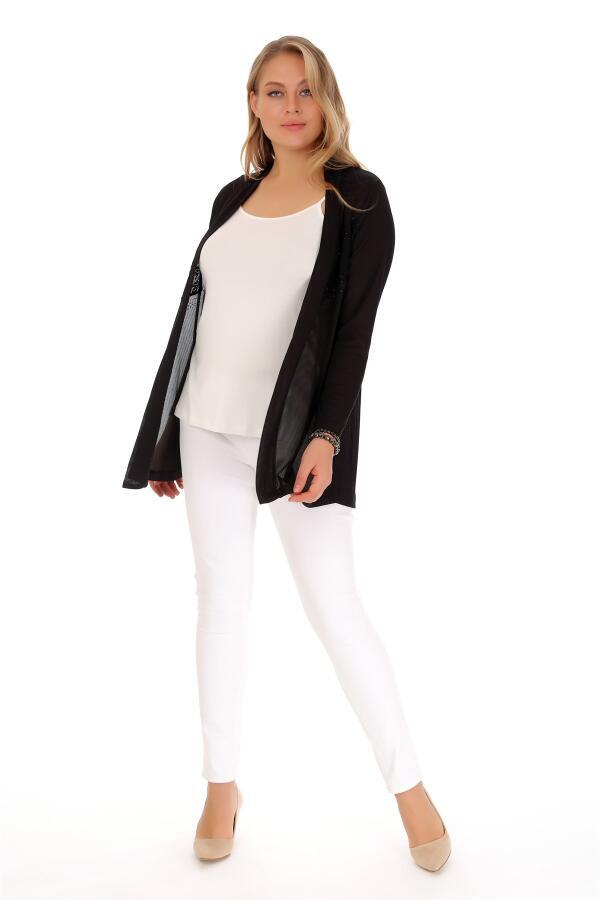 Stone Detailed Black Cardigan - 14