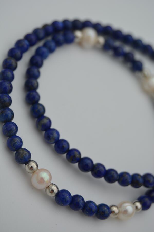 STONEAGE Lapis Lazuli ve İncili Bayan Kolye - 6