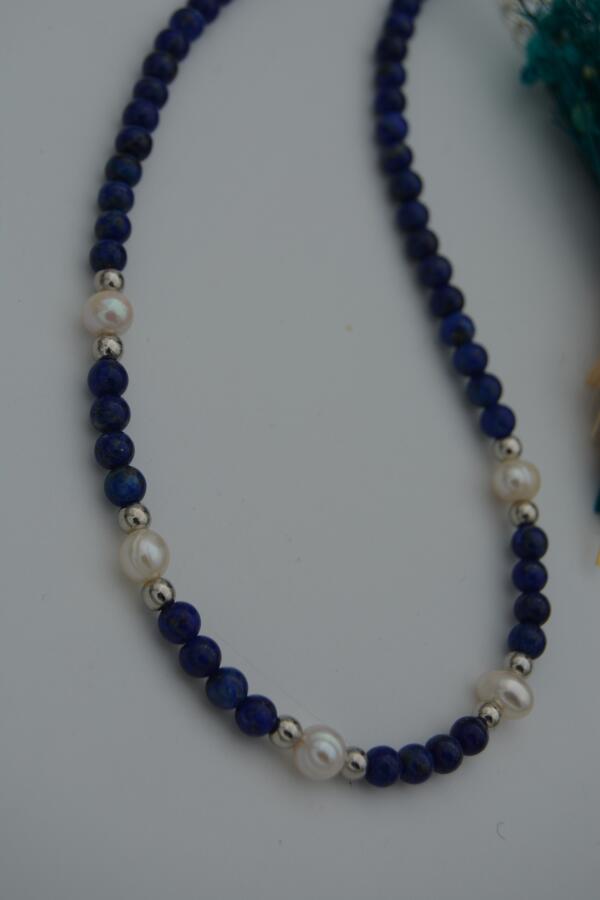 STONEAGE Lapis Lazuli ve İncili Bayan Kolye - 8