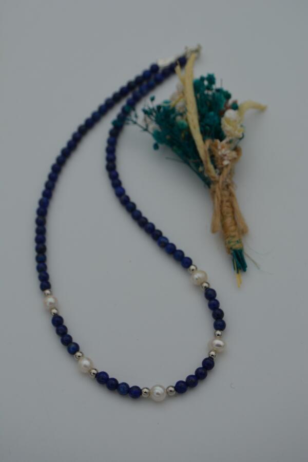 STONEAGE Lapis Lazuli ve İncili Bayan Kolye - 10