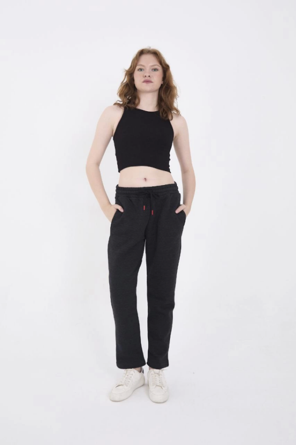 Unisex Üç İplik Basic Eşofman Pantolon - Antrasit - 1