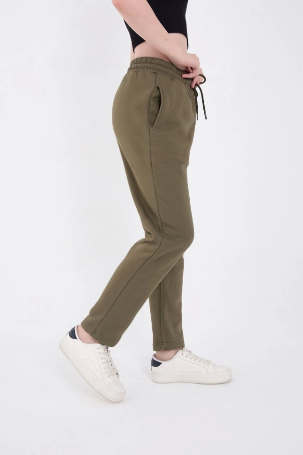 Unisex Üç İplik Basic Eşofman Pantolon - Hakİ - 4