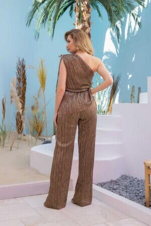 Copper Knitted One Shoulder Jumpsuit - 5