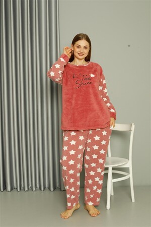 Welsoft Polar Kadın Büyük Beden Pudra Pijama Takımı 808042 - 1