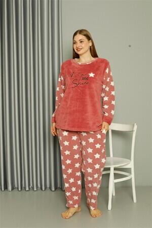 Welsoft Polar Kadın Büyük Beden Pudra Pijama Takımı 808042 - 3