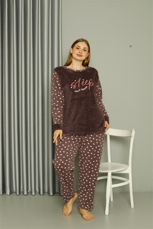 Welsoft Polar Kadın Büyük Beden Vizon Pijama Takımı 808046 - 1