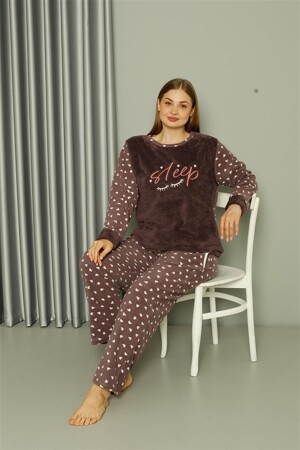 Welsoft Polar Kadın Büyük Beden Vizon Pijama Takımı 808046 - 3