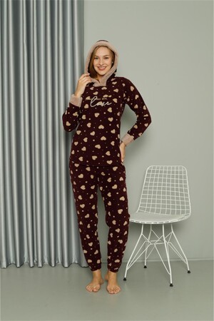 Welsoft Polar Kadın Kapşonlu Pijama Takımı 8513 - 4