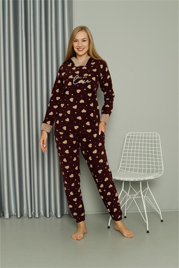 Welsoft Polar Kadın Kapşonlu Pijama Takımı 8513 - 5