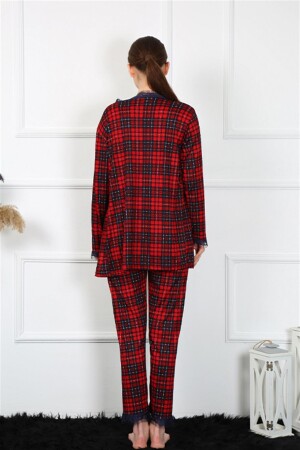 Women's 3-Piece Plaid Dressing Gown Set 16106 - 5