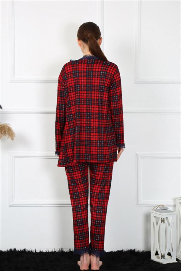 Women's 3-Piece Plaid Dressing Gown Set 16106 - 10