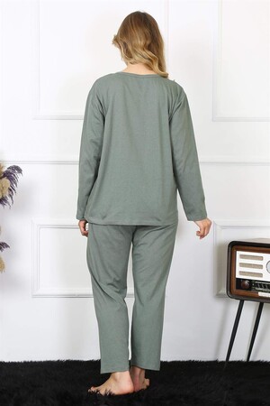 Angelino Underwear Women 4XL-5XL-6XL-7XL-8XL Plus Size Green Long Sleeve Pajama Set 75013 - 4