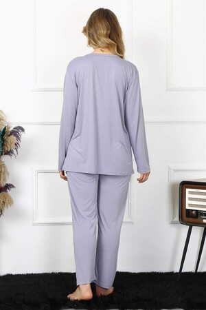 Angelino Underwear Women 4XL-5XL-6XL-7XL-8XL Plus Size Lilac Long Sleeve Pajama Set 75013 - 4