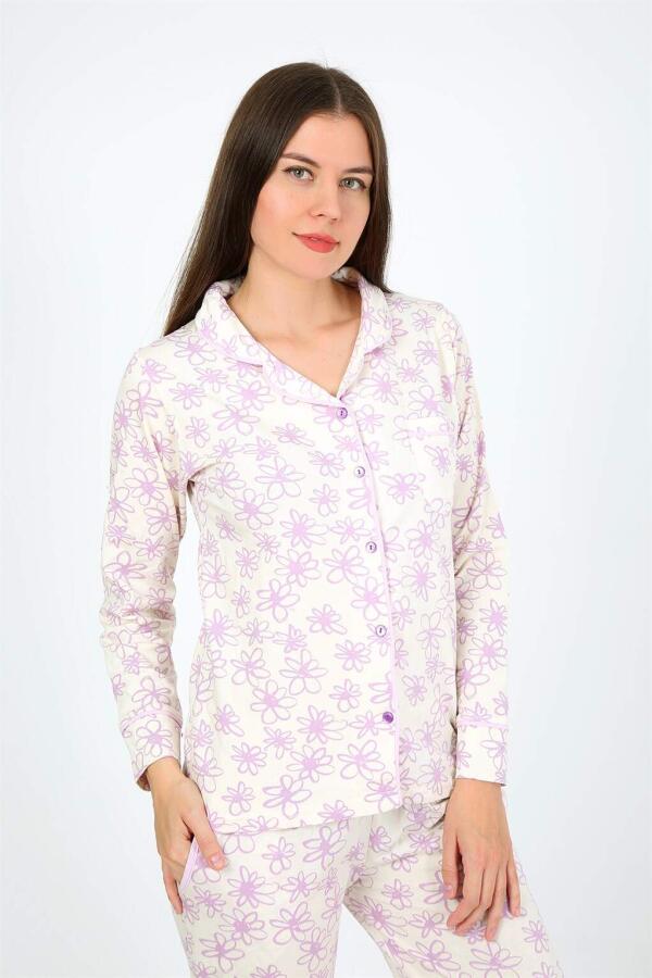 Women's Combed Cotton Long Sleeve Pajama Set 2776 - 3