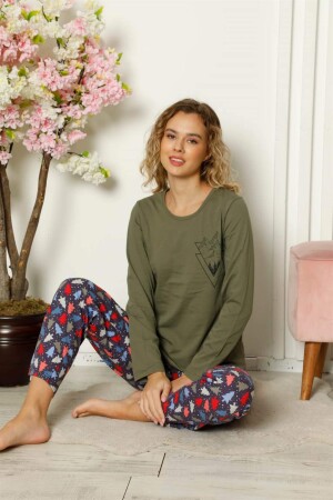 Women's Combed Cotton Long Sleeve Pajama Set 4101 - 2