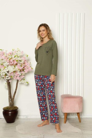 Women's Combed Cotton Long Sleeve Pajama Set 4101 - 3