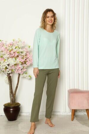 Women's Combed Cotton Long Sleeve Pajama Set 4110 - 1