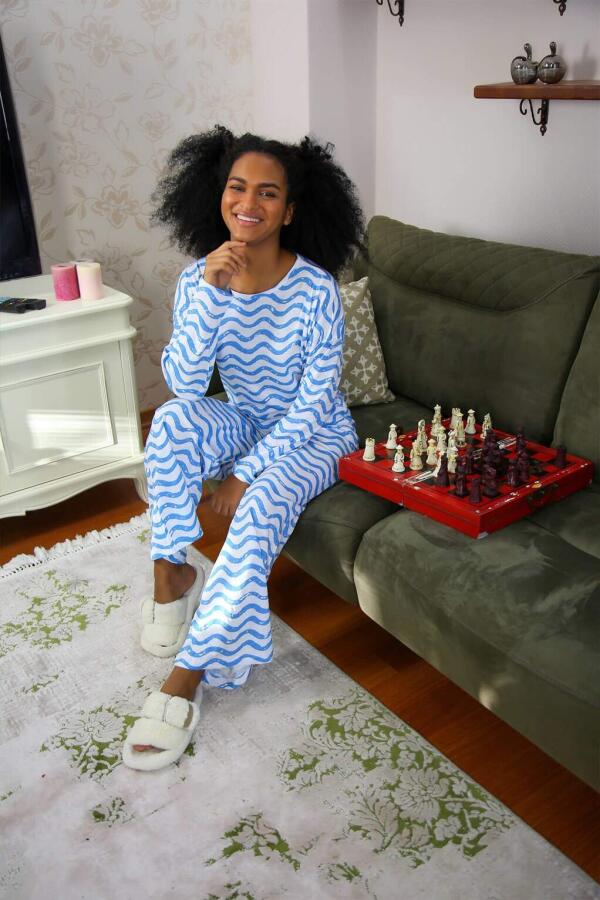 Women's Combed Cotton Wide Leg Pajama Set 4122 - 3