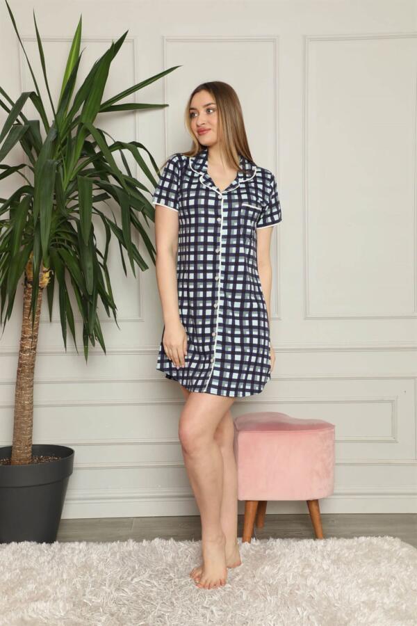 Women's Cotton Front Buttoned Nightgown 1007 - 6