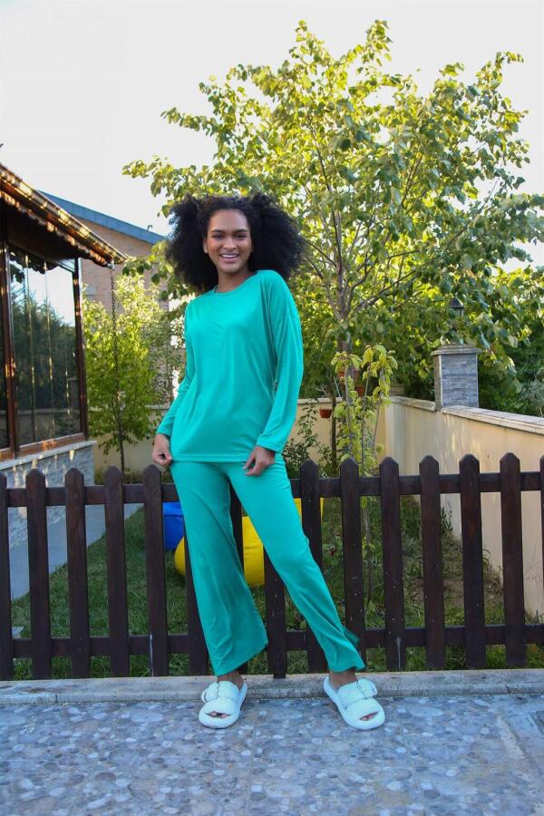 Women's Combed Cotton Wide Leg Pajama Set 4124 - 1