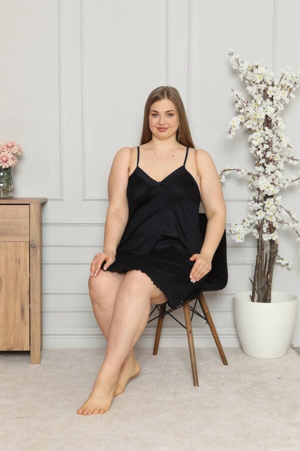 Women's Cotton Rope Strap Plus Size Nightgown 996 - 2