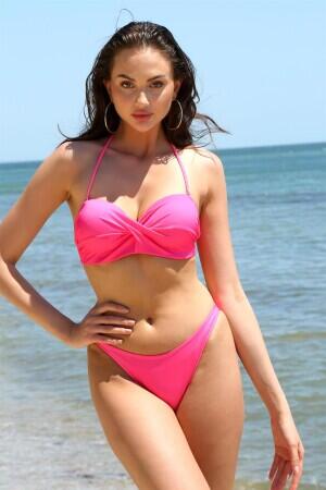 Women's Turned Strapless Coral Bikini 35002 - 2