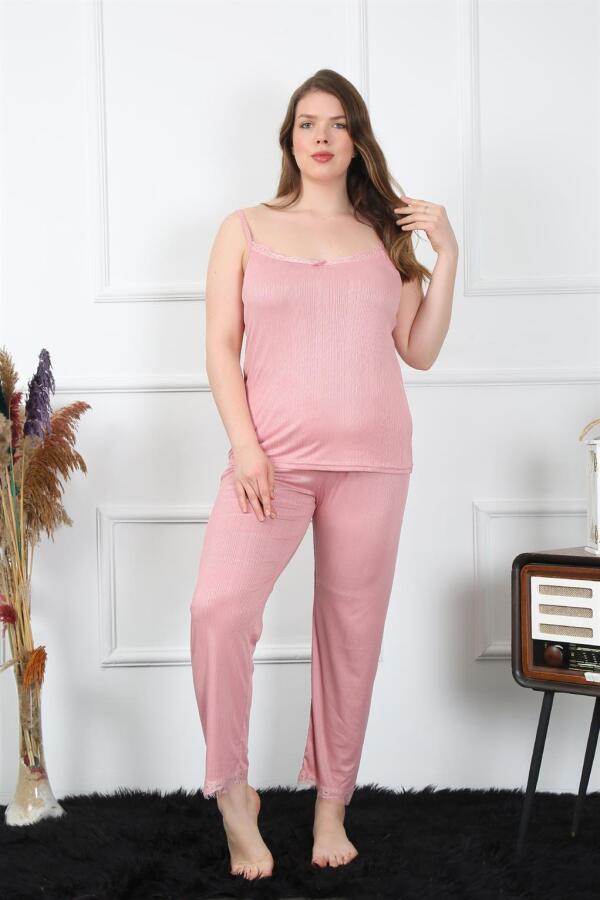 Women's Large Size Powder Rope Strap Pajama Set 202195 - 7