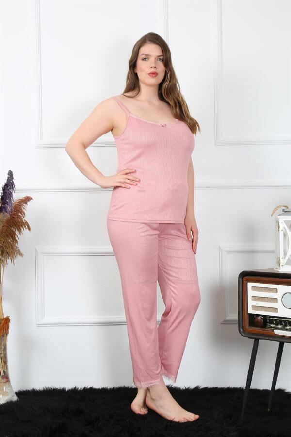 Women's Large Size Powder Rope Strap Pajama Set 202195 - 9