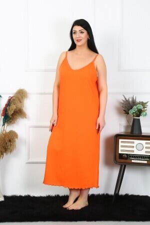 Women's Large Size Rope Strap Cotton Orange Long Nightgown 12100 - 1